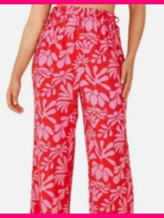 Shade & Shore Other - Shade & Shore Pink Floral Wide-Leg Pants Swimsuit Coverup Cover-up